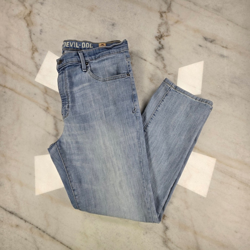 Devil-Dog‎ Dungarees Jeans Mens 36x30 Light Wash Athletic Slim DD2001 Workwear